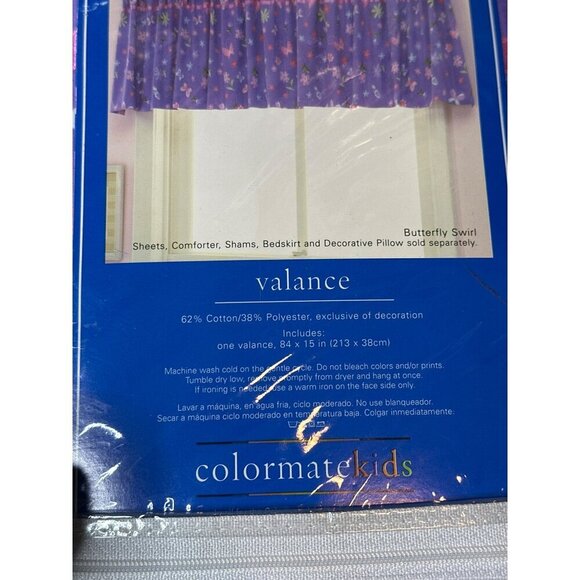 VTG 1990s Colormate Kids Sears Valances Lot of 2 84" x 15" Butterfly Swirl - Picture 6 of 6